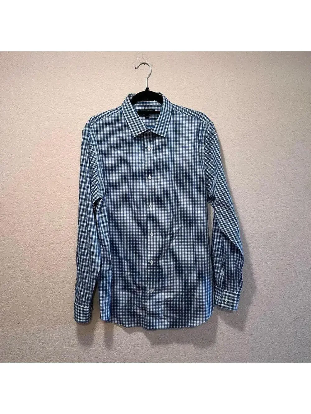 Banana Republic Slim Fit Blue‎ Checkered Dress Shirt